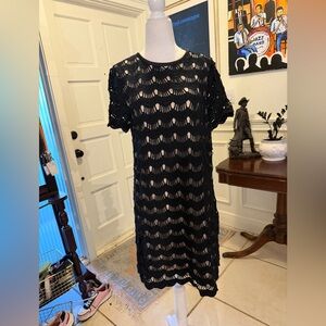 Kate Spade Virginia Black Scalloped Lace Mini Dress Sz 6